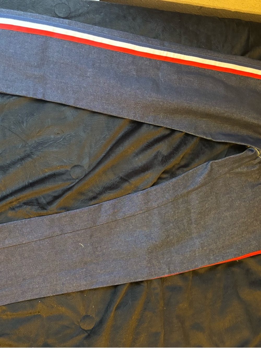 Navy Track Pants with Red, White & Blue Side Stripe